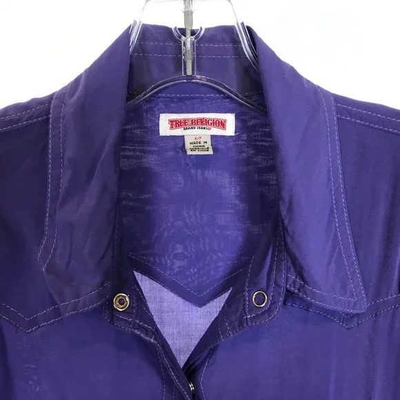 Womens Size Small True Religion Western Pearl Snap Button West Cryst Shirt Top - Picture 2 of 4